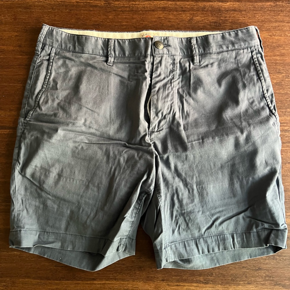 Faherty Slate Gray Flat Front Shorts